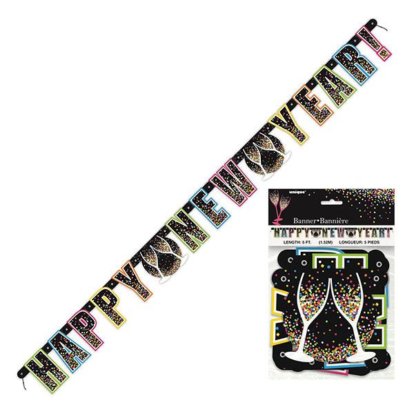 Happy New Year Confetti Jointed Banner 1.52m - Everything Party