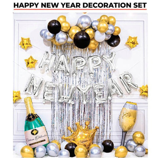 Happy New Year Foil Ballon Decoration Kit with Balloon Banner - Everything Party