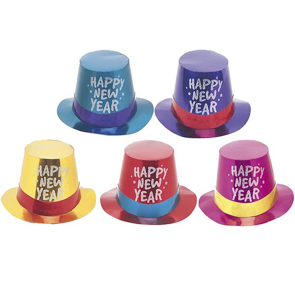 Happy New Year Glitter Top Hat Assorted Colour - Everything Party