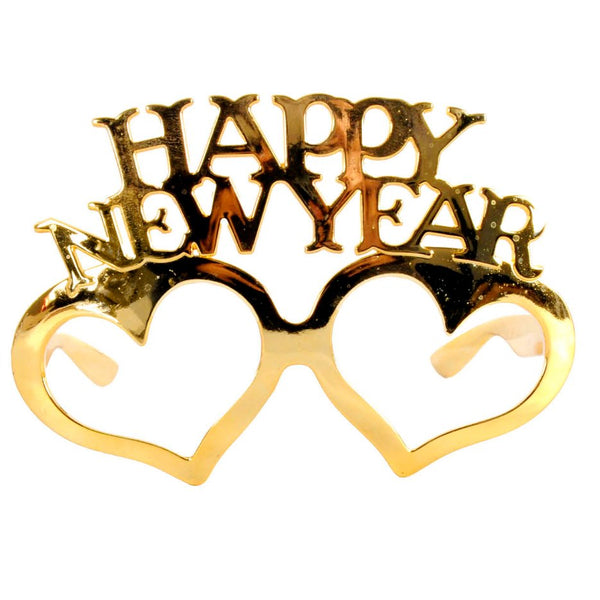 Happy New Year Gold Heart Shape Party Glasses - Everything Party