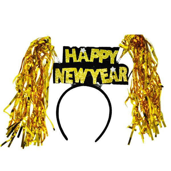 Happy New Year Gold Tinsel Headband - Everything Party