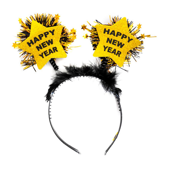 Happy New Year Gold Tinsel Stars Headband - Everything Party