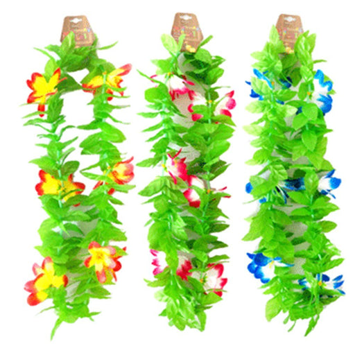 Hawaii Flower Lei with leaves - Everything Party