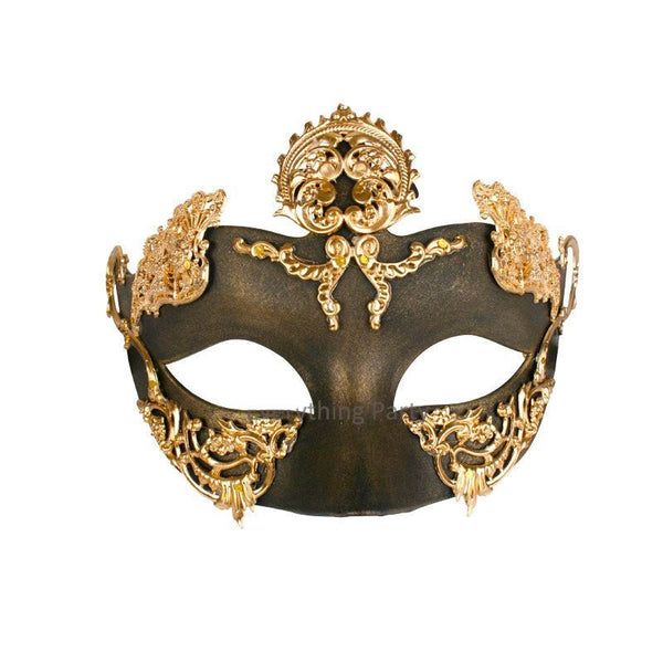 Isha Black with Gold Masquerade Eye Mask - Everything Party