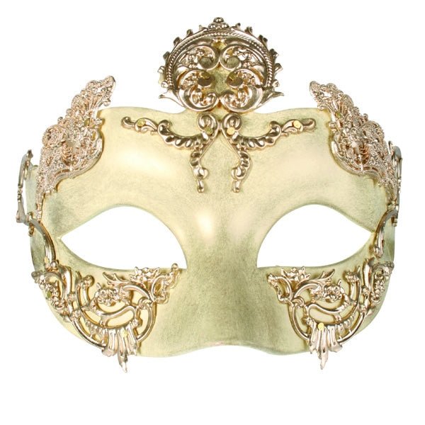 Isha Cream with Gold Masquerade Eye Mask - Everything Party
