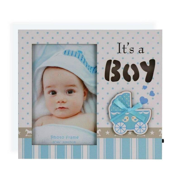 It's a Boy Blue Wooden Photo Frame with LED Light - Everything Party