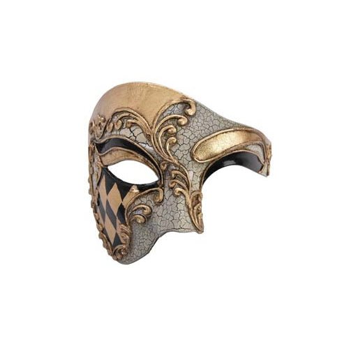 Ives Black & Gold Half Face Mask Masquerade Mask - Everything Party