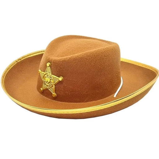Kids Woody Style Cowboy Hat Sheriff Hat with Gold Badge - Everything Party