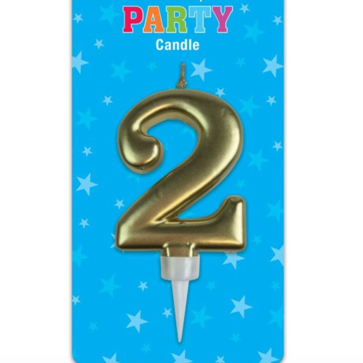 Large Metallic Single Number Birthday Candle - Gold - Everything Party