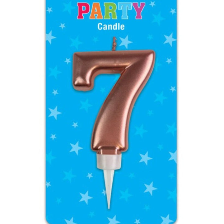 Large Metallic Single Number Birthday Candle - Rose Gold - Everything Party