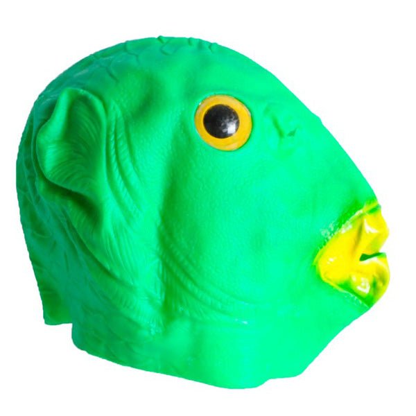 Latex Green Alien Fish Head Mask - Everything Party