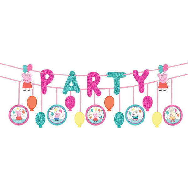 Licensed Peppa Pig Confetti Party Glitter Banner Kit - Everything Party