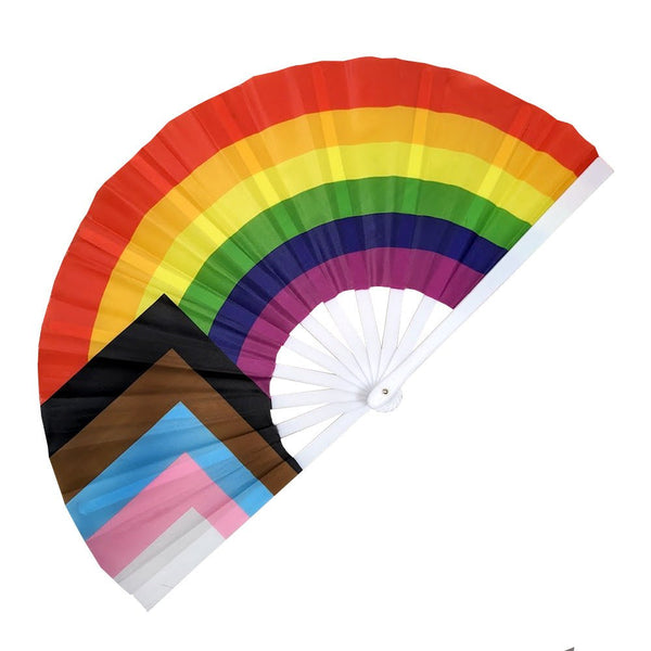 Mardi Gras LGBTQ+ Progress Pride Flag Jumbo Fan - Everything Party