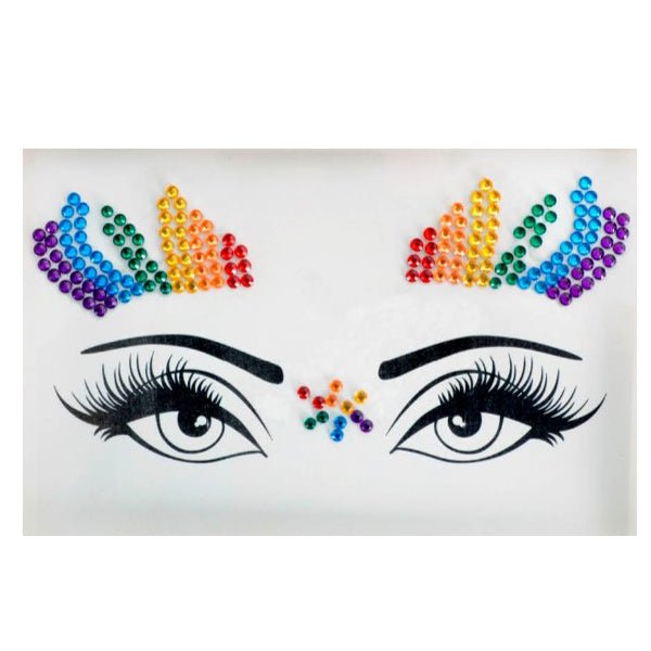 Mardi Gras Rainbow Face Crystal Diamante Sticker - Everything Party