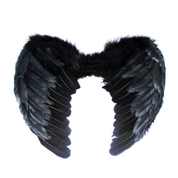 Medium Feather Fallen Angel Wings - Black - Everything Party