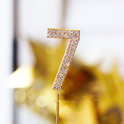 Metal Number Birthday Cake Topper with Crystal - Gold 7 - Everything Party