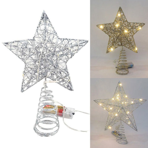 Metal Wire Glitter Light Up Star Tree Topper with 20 LED lights - Everything Party