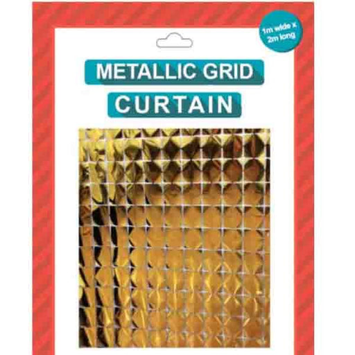 Metallic Block Grid Curtain - Gold - Everything Party