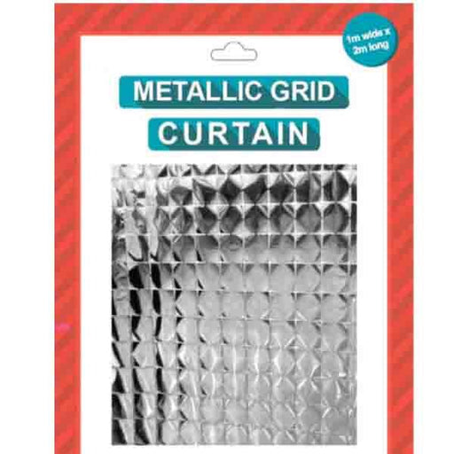 Metallic Block Grid Curtain - Silver - Everything Party