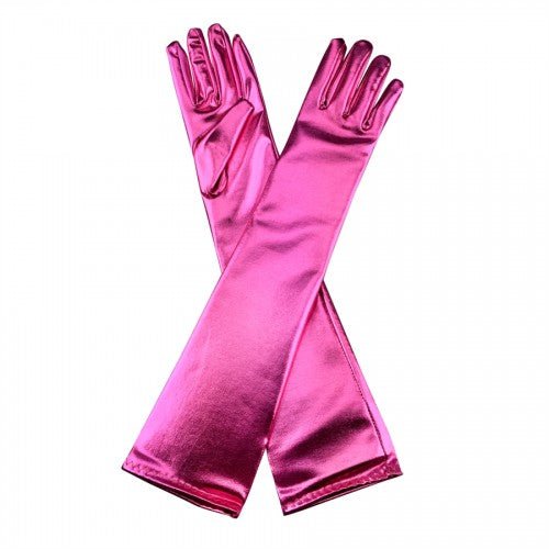 Metallic Elbow Long Gloves - Hot Pink - Everything Party