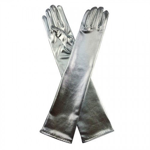 Metallic Elbow Long Gloves - Silver - Everything Party