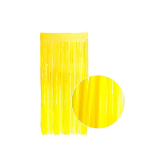 Metallic Neon Curtain - Fluro Yellow - Everything Party