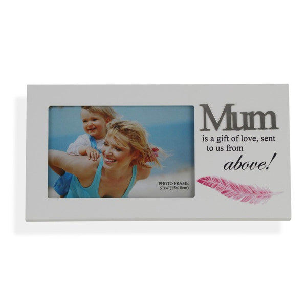Mum Is A Gift Of Love Pink Feather Wooden Photo Frame - Everything Party