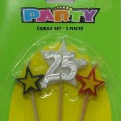 No.25 Birthday Candle set - Silver - Everything Party