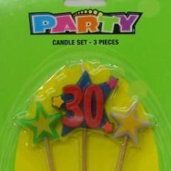 No.30 Birthday Candle set - Assorted Colour - Everything Party