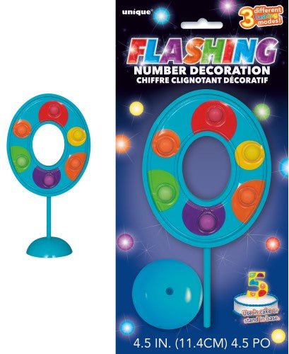Number 0 Flashing Cake Topper Decoration - Everything Party