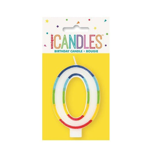 Numeral Candle with Rainbow Border - Number 0 - Everything Party