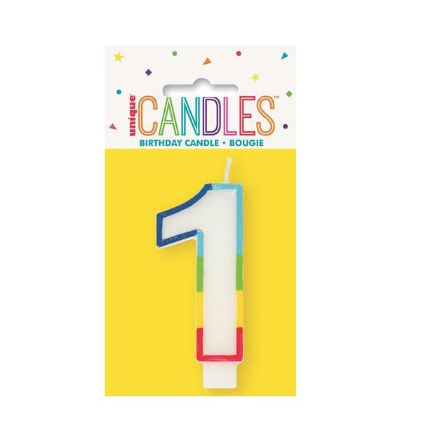 Numeral Candle with Rainbow Border - Number 1 - Everything Party