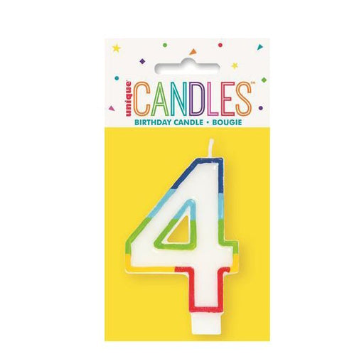 Numeral Candle with Rainbow Border - Number 4 - Everything Party