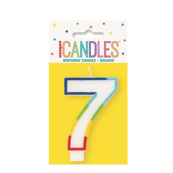 Numeral Candle with Rainbow Border - Number 7 - Everything Party