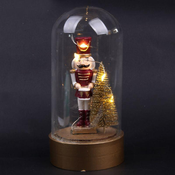 Nutcracker Soldier in Cloche with Christmas Tree Light Up - 17cm - Everything Party