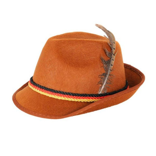 Oktoberfest German Beer Man Hat with Feather - Brown - Everything Party