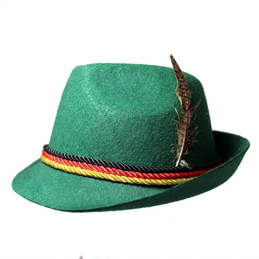 Oktoberfest German Beer Man Hat with Feather - Green - Everything Party