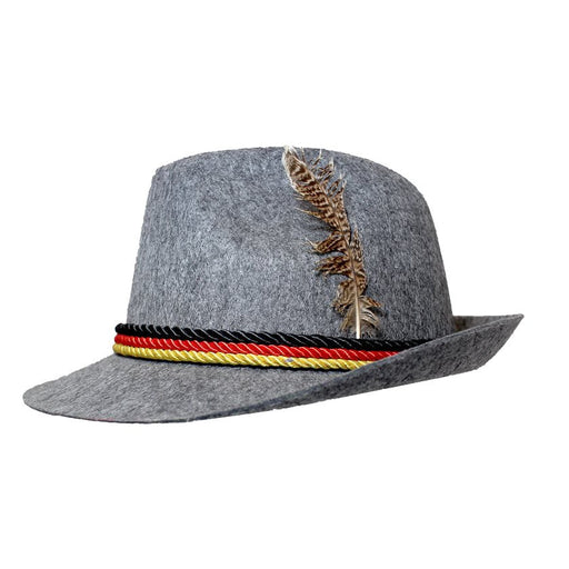 Oktoberfest German Beer Man Hat with Feather - Grey - Everything Party
