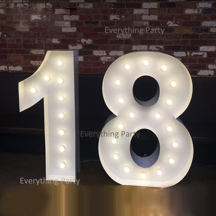 Party Hire - 1m Metal Number LED Light Party Decoration - Everything Party