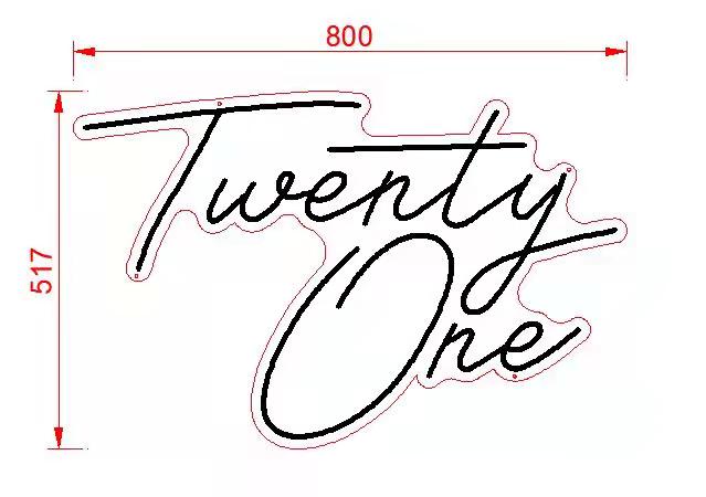 Party Hire - 21st Birthday Twenty One Neon Light Sign Party Decoration (Pink & White) - Everything Party