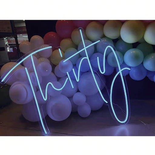 Party Hire - 30th Birthday Thirty Neon Light Sign Party Decoration (Pink & White) - Everything Party