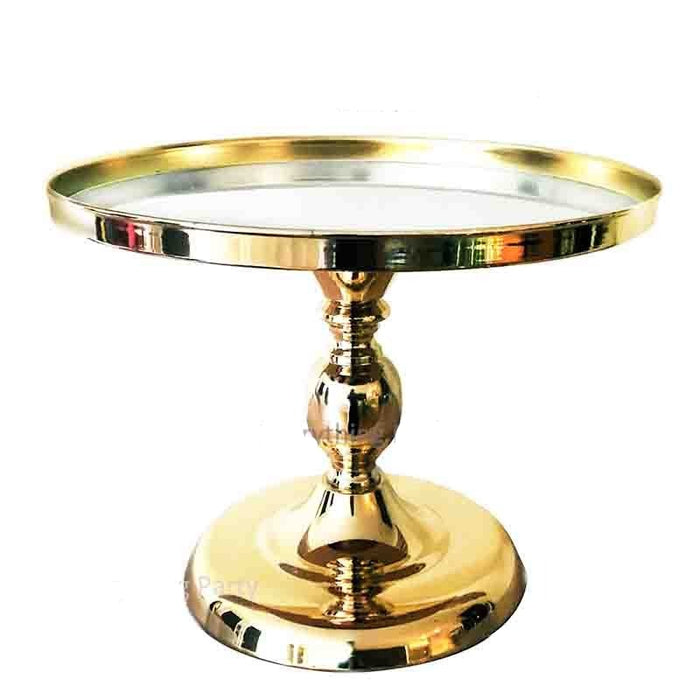 Party Hire - Deluxe Metallic Gold Cake Stand 35cm - Everything Party