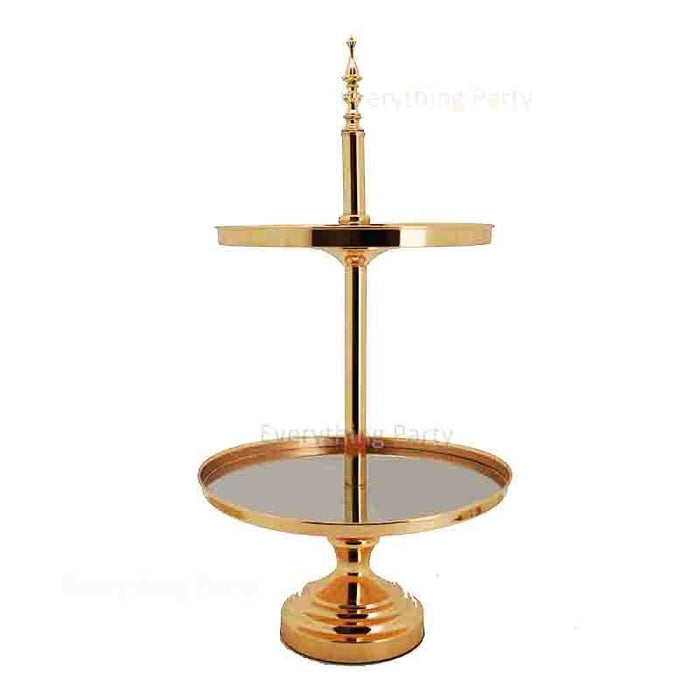 Party Hire - Deluxe Metallic Gold Cup Cake Stand 2 Tier - Everything Party