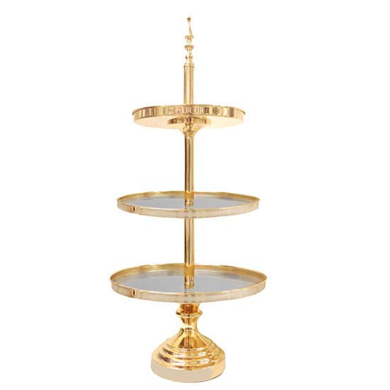 Party Hire - Deluxe Metallic Gold Cup Cake Stand 3 Tier - Everything Party
