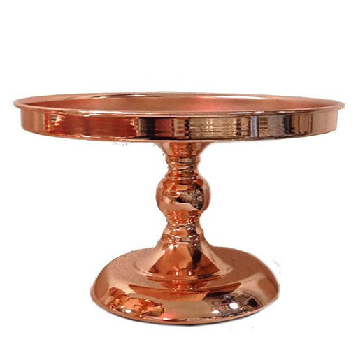 Party Hire - Deluxe Metallic Rose Gold Cake Stand 25cm - Everything Party