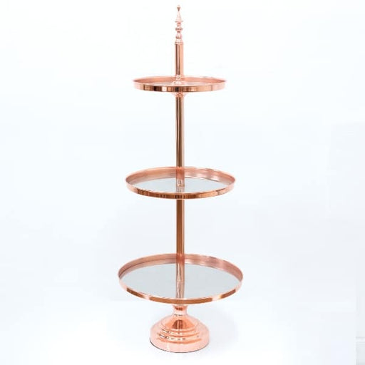 Party Hire - Deluxe Metallic Rose Gold Cup Cake Stand 3 Tier - Everything Party