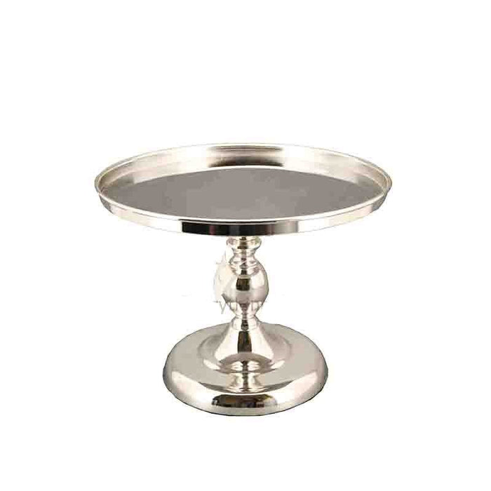 Party Hire - Deluxe Metallic Silver Cake Stand 25cm - Everything Party