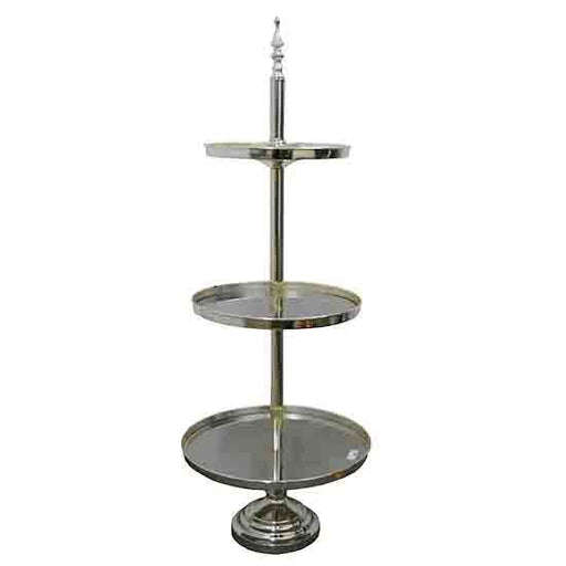 Party Hire - Deluxe Metallic Silver Cup Cake Stand 3 Tier - Everything Party