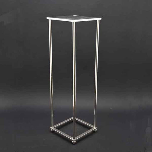 Party Hire - Deluxe Metallic Silver Floor Plinth Stand 100cm - Everything Party