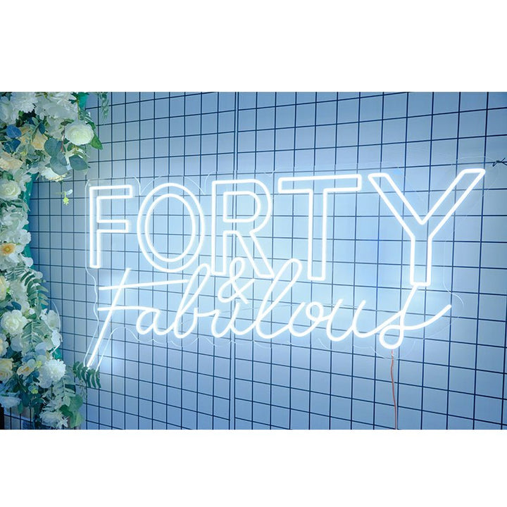 Party Hire - Forty & Fabulous 40th Birthday Neon Light Sign Party Decoration - Everything Party
